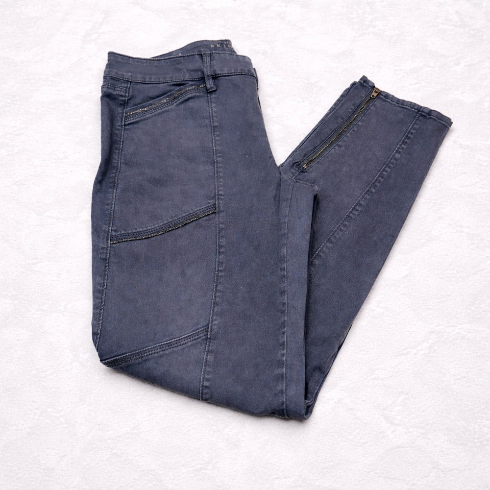 Womens Gray Skinny Jeans Size 8 Ankle Zip Moto Style